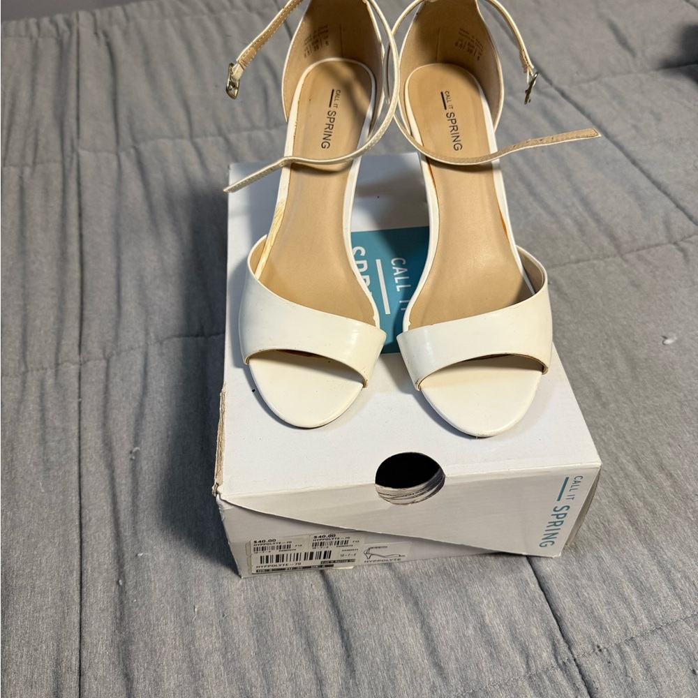 Call It Spring White Heels Ankle Strap Stiletto